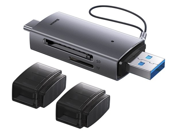 Cititor de carduri cu USB 3.0/ Type C, scrie/citeste SD, microSD pana la 512GB, viteza 480Mbps, Baseus WKQX060113