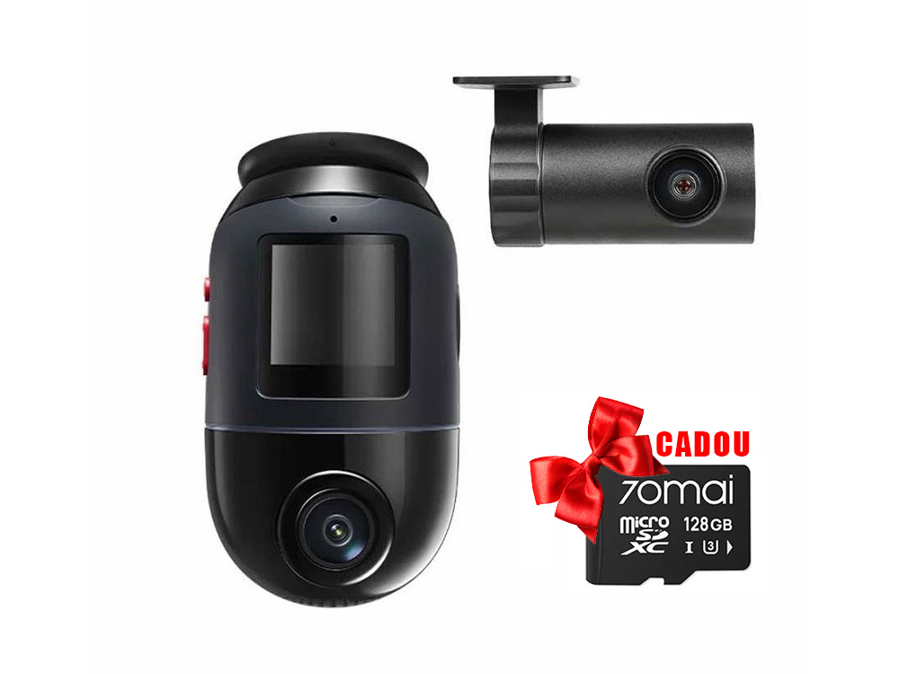 Set 2 camere auto, X800, 8MP 4K, Wi-Fi 6, Starvis 2, detectie AI miscare, control vocal, camera spate RC14, card 128 GB cadou, X800-2BK + SD-128G